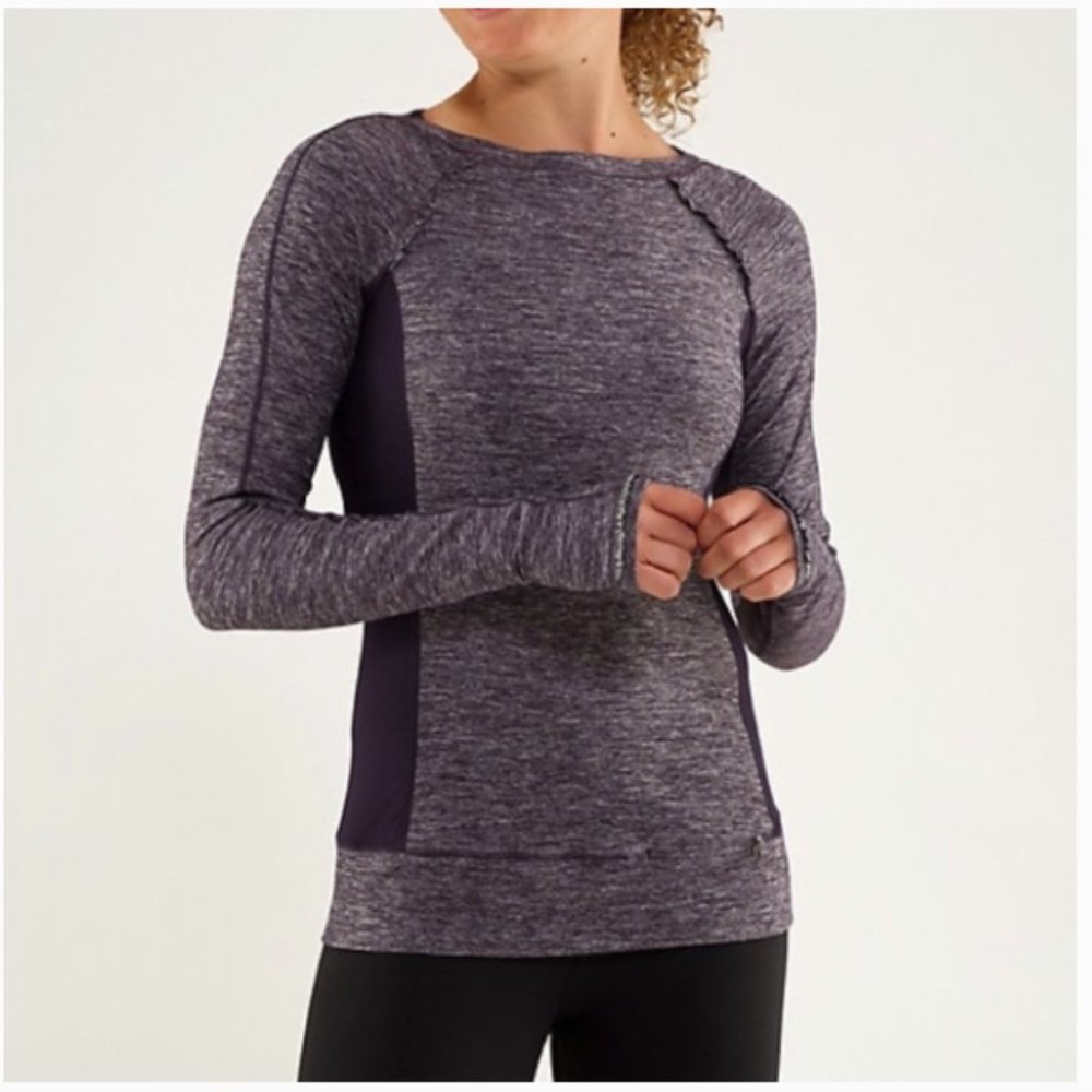 Lululemon Full Tilt Long Sleeve Black Gray Top 6